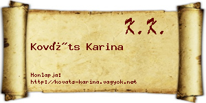 Kováts Karina névjegykártya